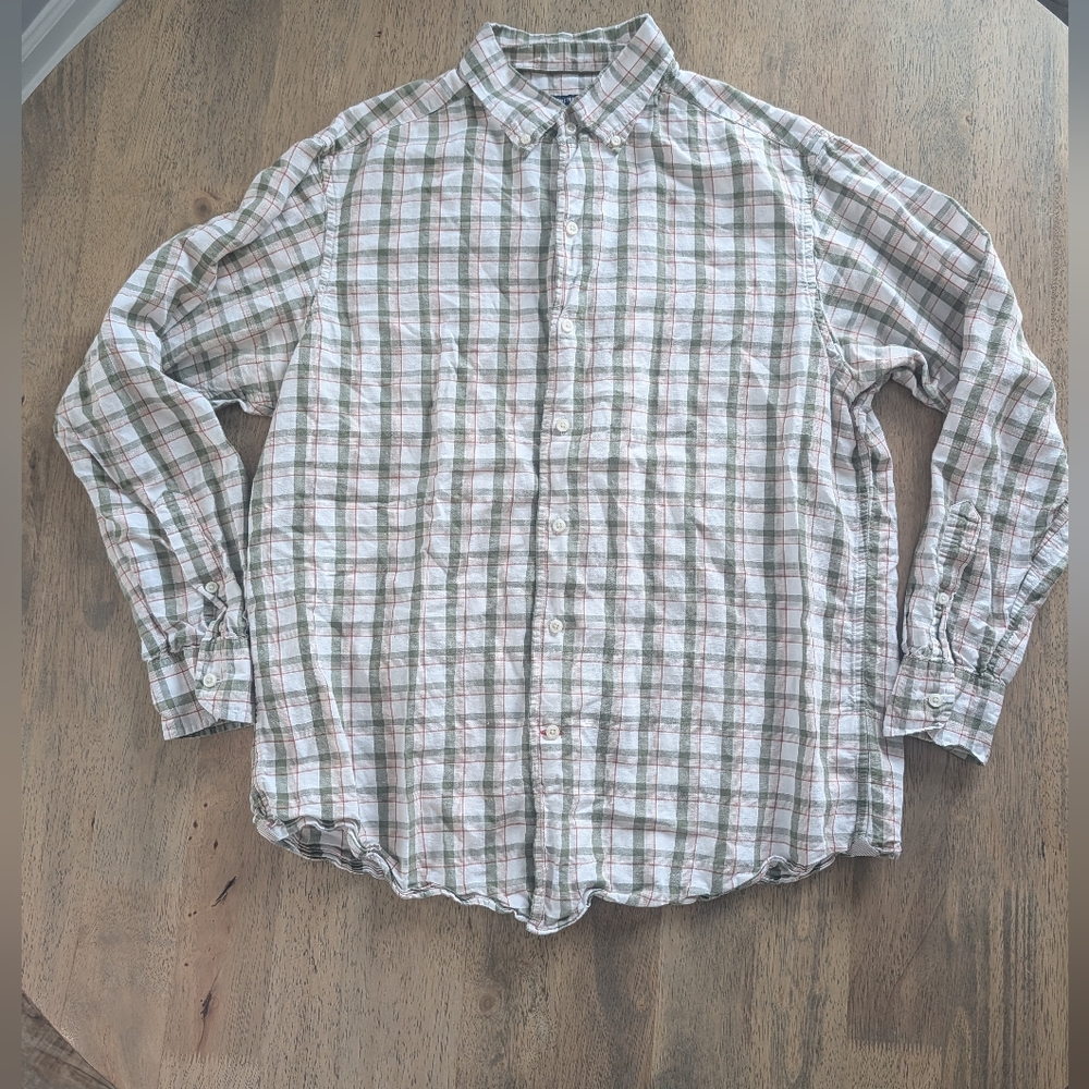 Cremieux Collection Men's Long Sleeve Shirt Plaid, Linen/Cotton Blend, Button-Up